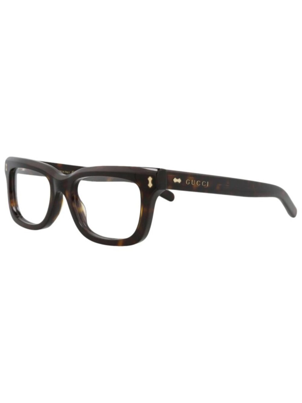 New Gucci Women's Eyeglasses Square Rectangle Recycled Acetate Frame Havana